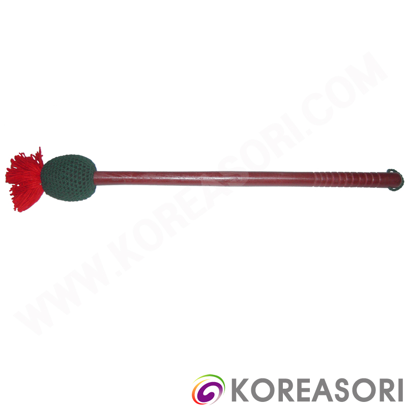 빨간수술 녹색 뜨개 큰타원봉  외송나무 큰북채/ KSH-DKA285B