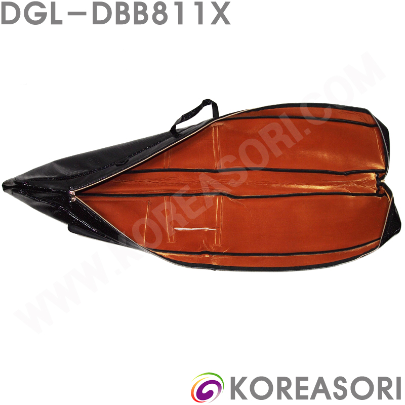 악어무늬 다크블랙 스폰지쿠션 인조가죽 라운드직사각 12현 산조가야금가방 가야금케이스 DGL-DBB811X