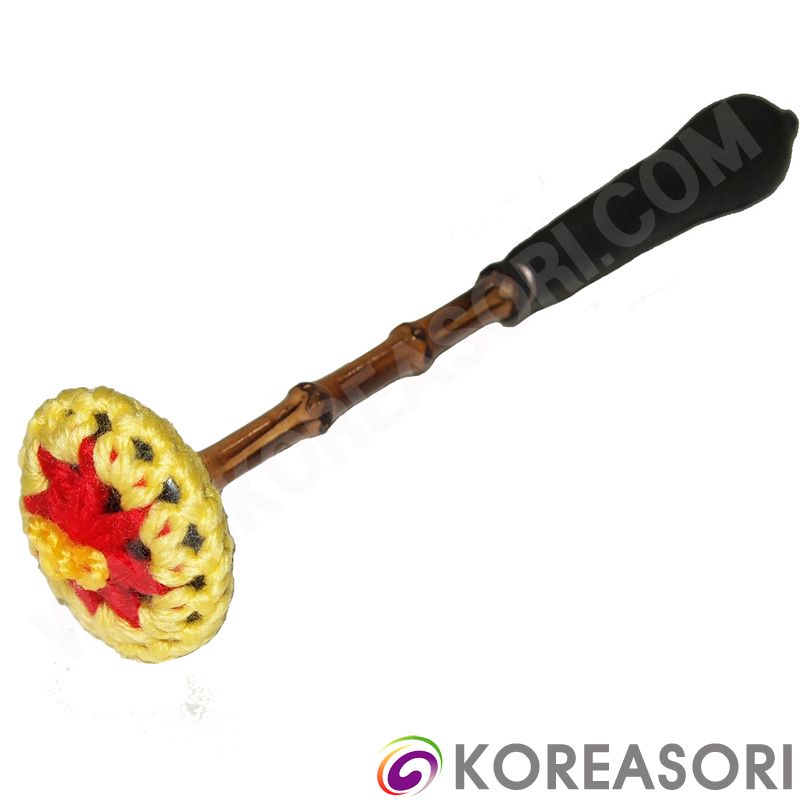 수술달린 노란색 뜨개공이 황죽뿌리 무속꽹과리채 꽹과리채 / PRS-DJK872A